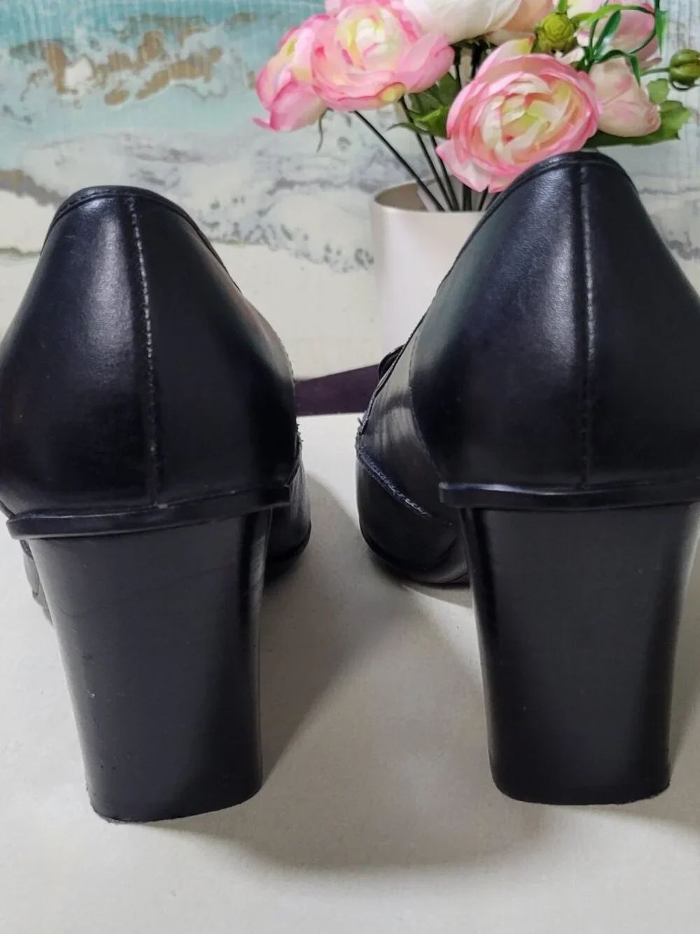 East 5th Black Leather Mary Jane Pumps  [Item #SP11]